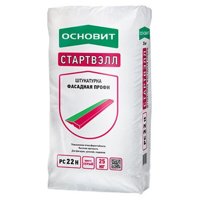 Штукатурка Основит Бигвэлл Т-22 фасадная цементная (мешок 25 кг)